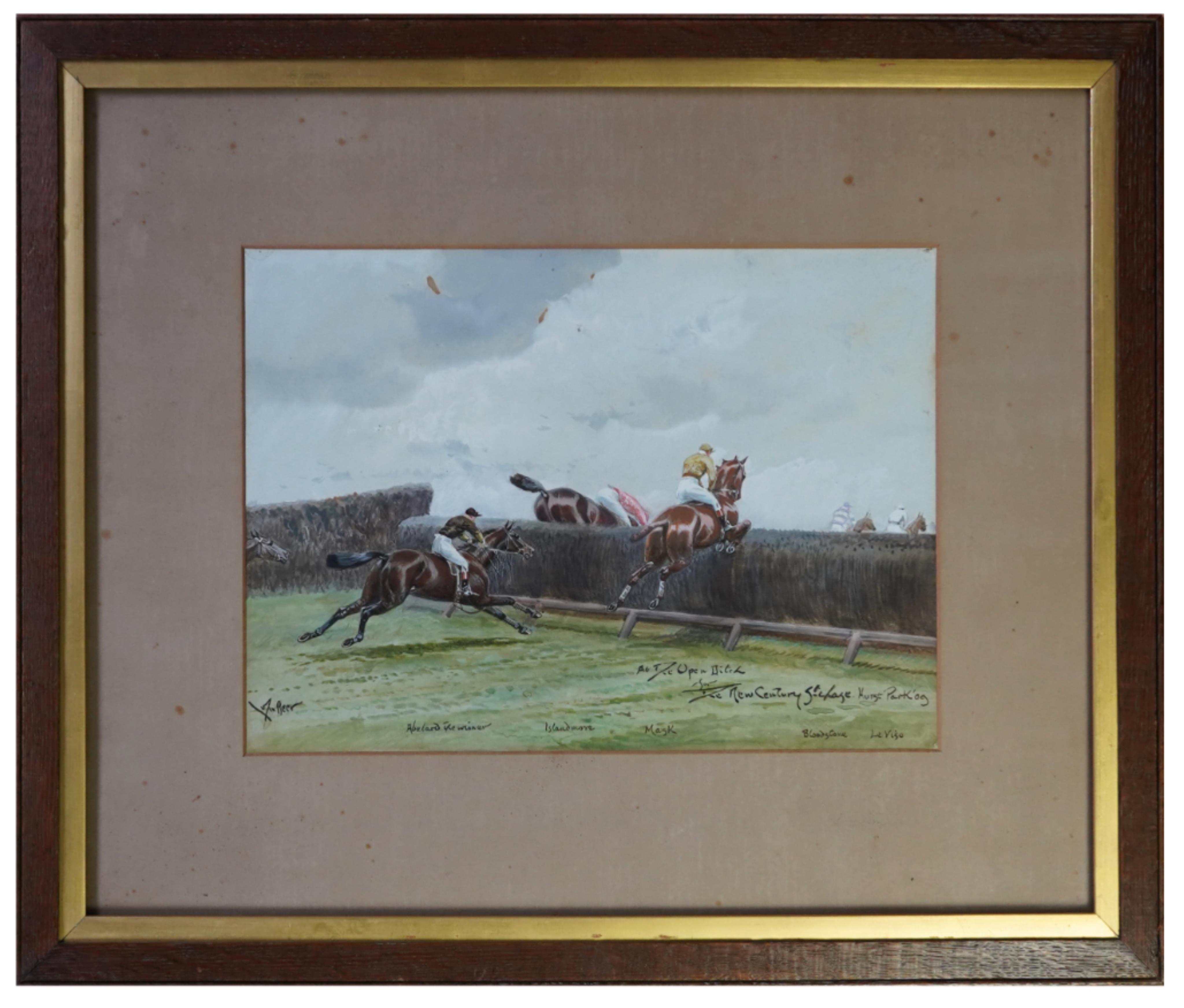 John Beer, (c.1860-c.1930), 'The New Century Steeplechase, Hurst Park, March 2nd 1909'